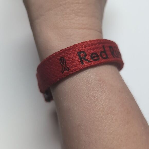 532 Red "Red Ribbon‎ Week" Cuff Bracelet - Picture 2 of 5